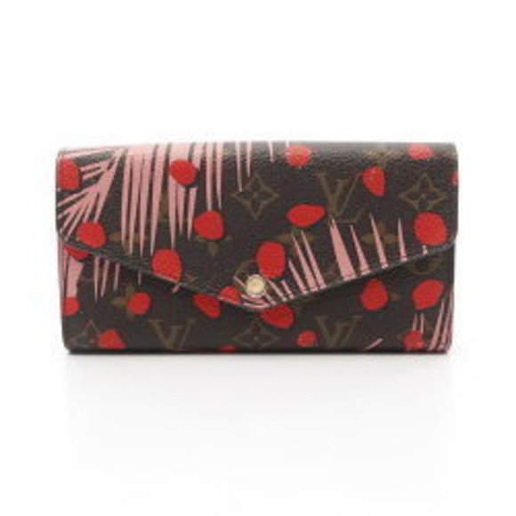 Louis Vuitton Sarah Portefeuille Long Wallet Jungle Brown Multicolor Pink - Picture 1 of 8